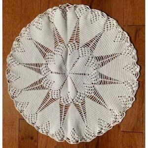 Vintage Hand-Crocheted Cream Doily 15.5"x16" Round Classic Art Décor Piece Stunn